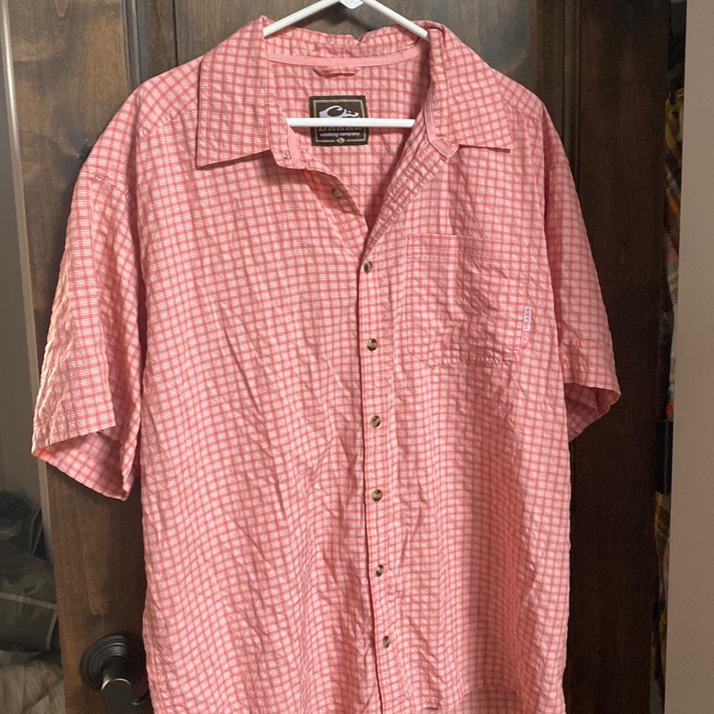 Drake lightweight peach mens short sleeve button down.